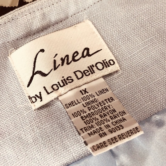 Linea Louis Dell’ Olio 💯 Linen Embroidered Lined Jacket Top Size 1X Blue… - Picture 12 of 14